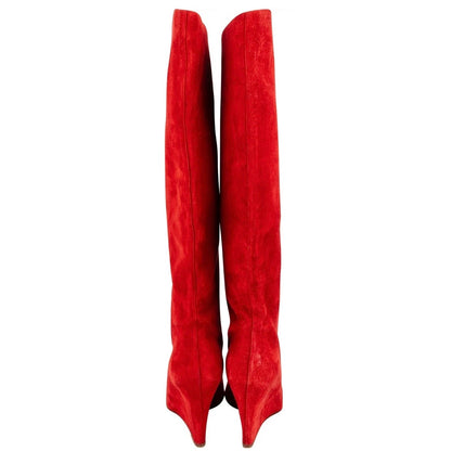 Christian Louboutin Red Suede Tuorloubi Flat Boots (38)