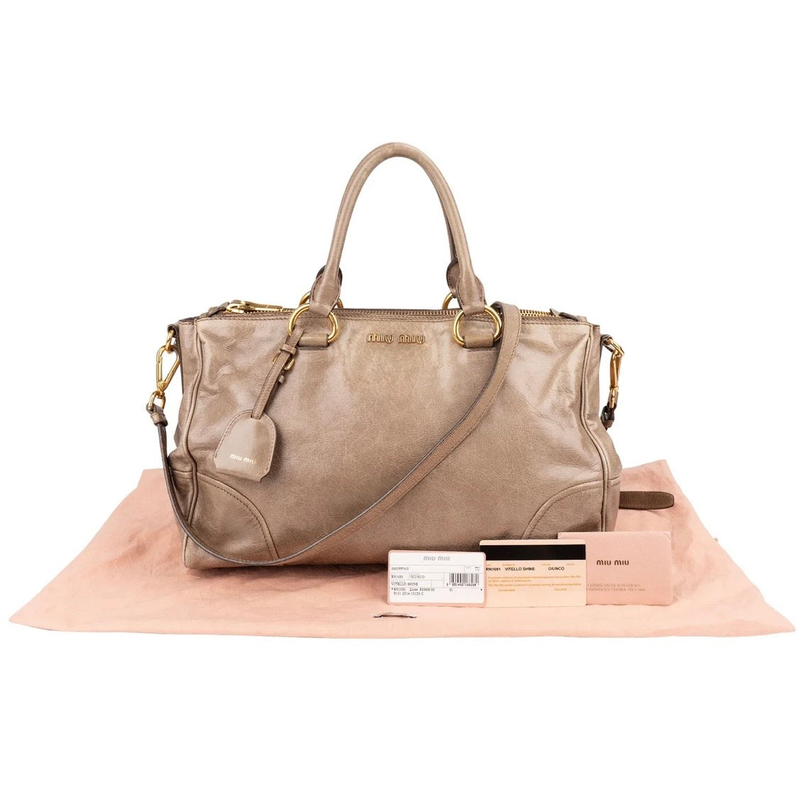 Miu Miu Vitello Lux Leather Bowler Handbag