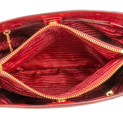 Prada Red Vitello Shine Leather Tote Handbag