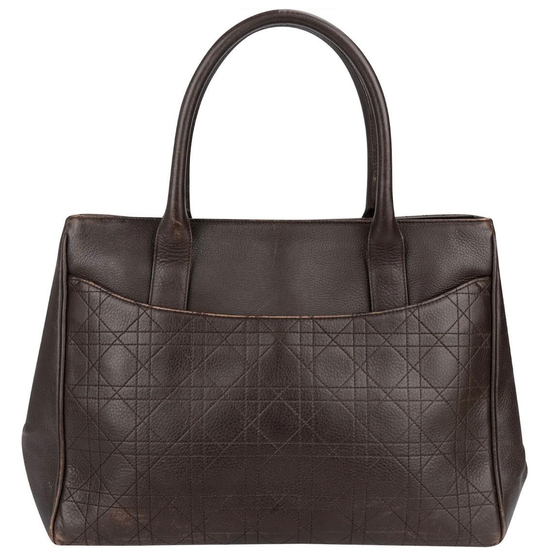 Christian Dior Quilted Cannage Leather D Buckle Shopping Tote Handbag