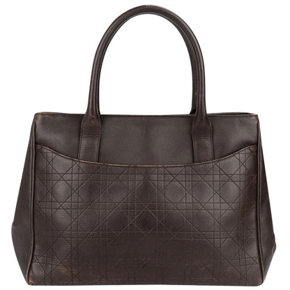 Christian Dior Quilted Cannage Leather D Buckle Shopping Tote Handbag