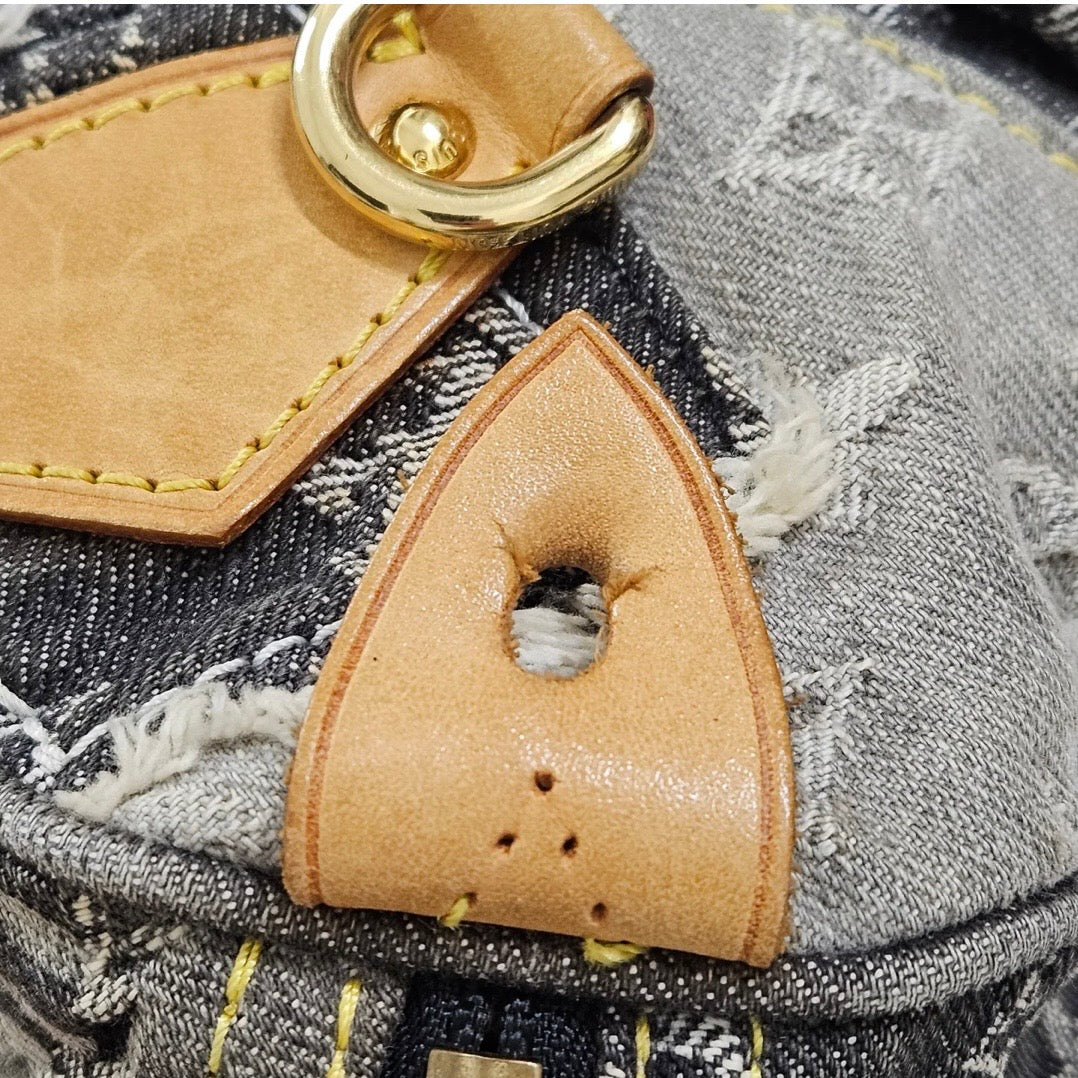 Louis Vuitton Limited Monogram Denim Patchwork Speedy 30 Handbag