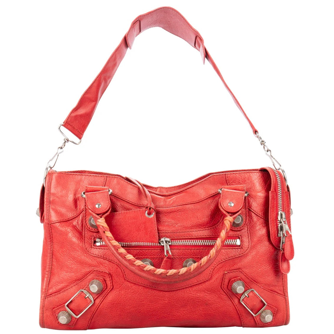 Balenciaga Red Leather The City Handbag