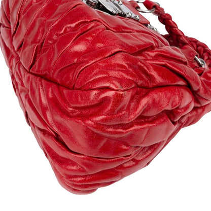 Miu Miu Red Quilted Vitello Lux Small Coffer Handbag