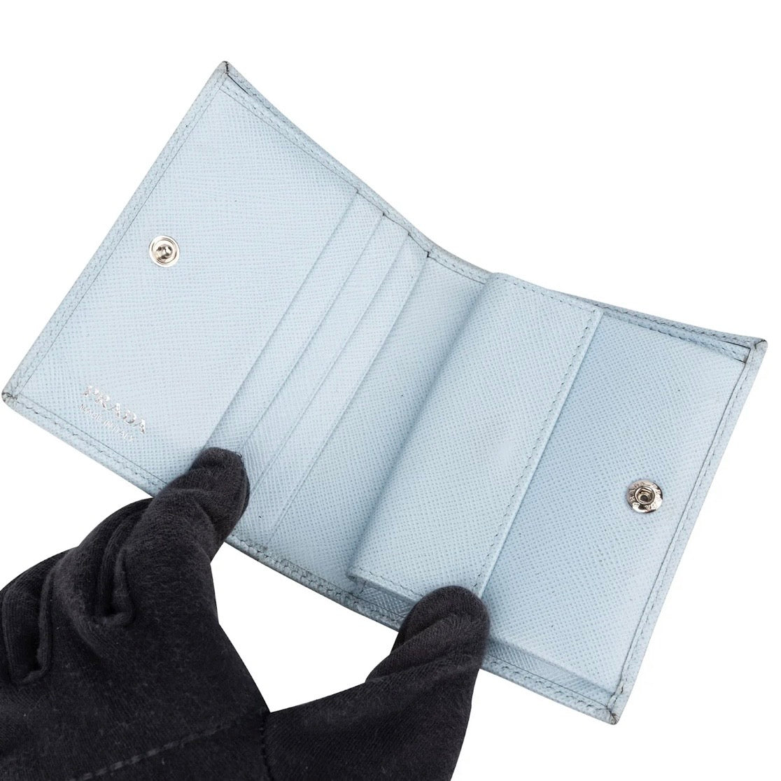 Prada Saffiano Leather Triangle Small Bifold Wallet