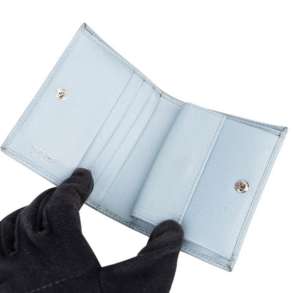 Prada Saffiano Leather Triangle Small Bifold Wallet