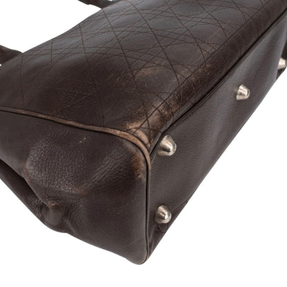 Christian Dior Quilted Cannage Leather D Buckle Shopping Tote Handbag