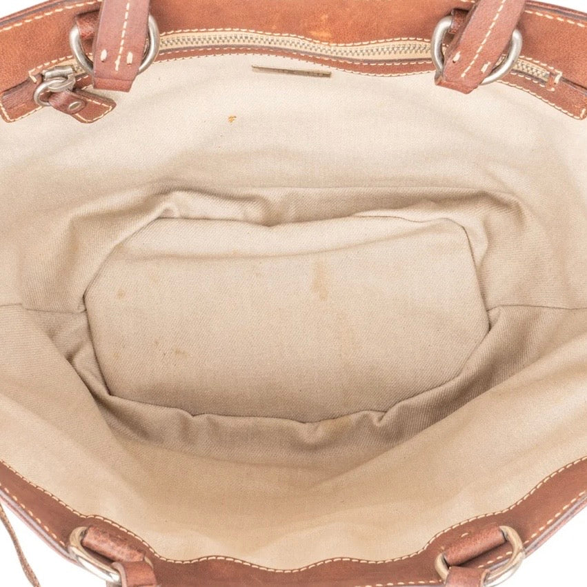 Miu Miu Leather Studded Flower Raffia Basket Shoulder Bag