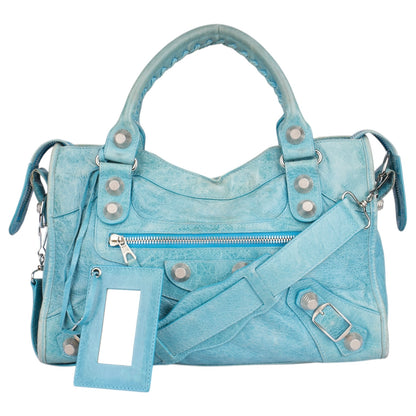 Balenciaga Blue Leather City Handbag