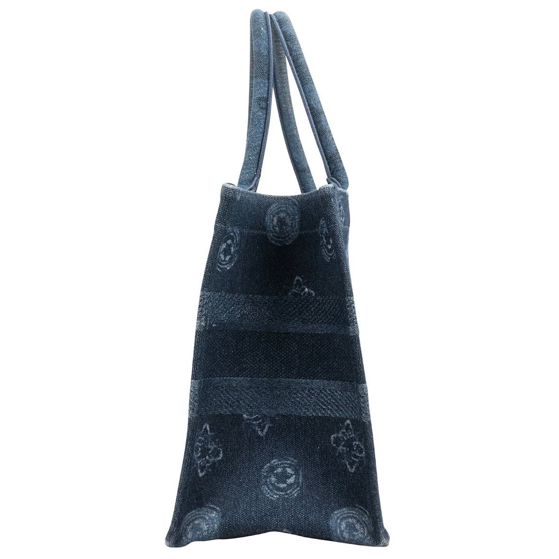 Christian Dior Denim Paisley Flower Tang Medium Book Tote Handbag