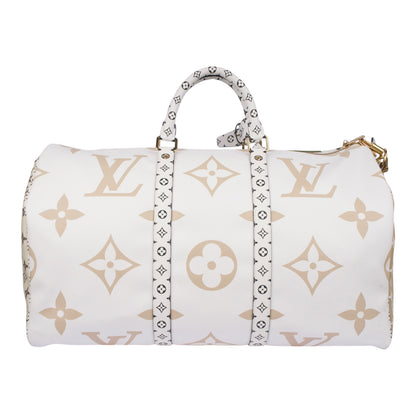 Louis Vuitton Khaki/White Limited Giant Monogram Keepall Bandouliere 50