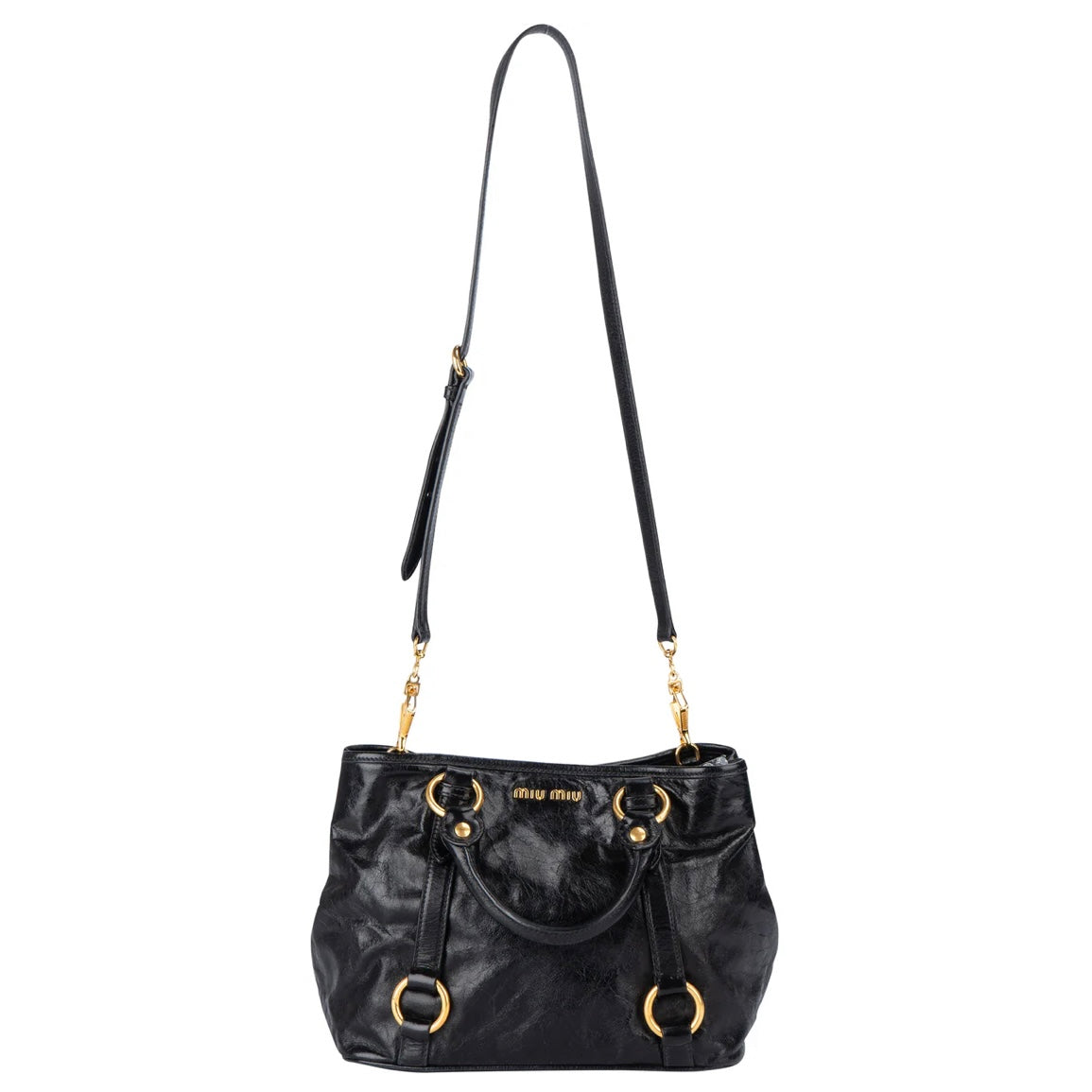 Miu Miu Black Leather Classic City Handbag