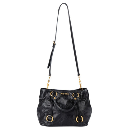 Miu Miu Black Leather Classic City Handbag