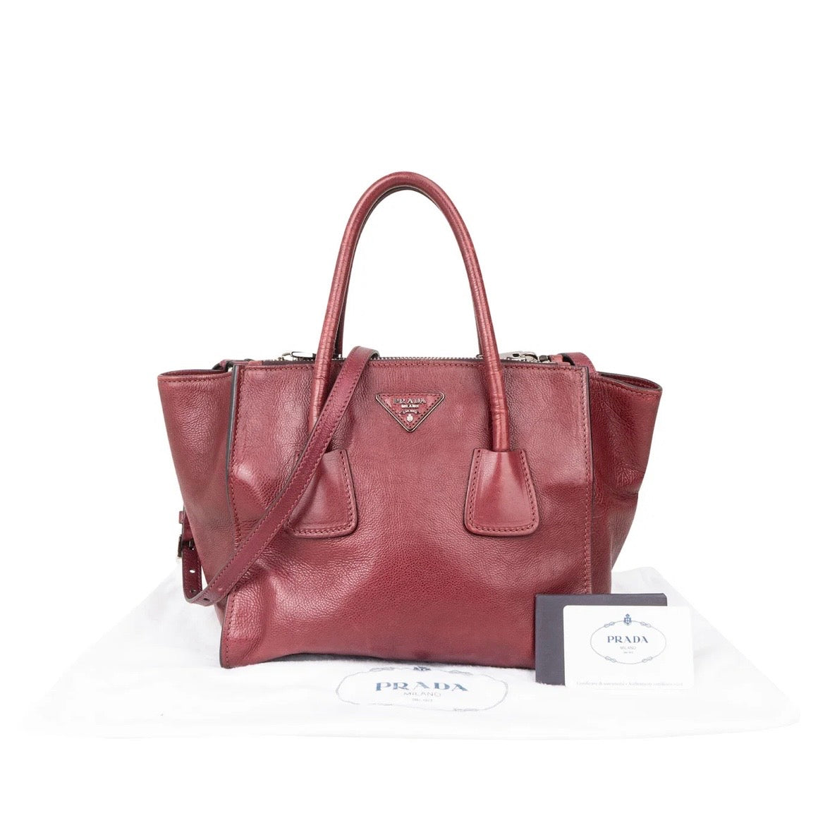 Prada Glace Calf Leather Twin
Pocket Shopper Handbag