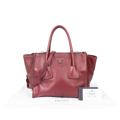 Prada Glace Calf Leather Twin
Pocket Shopper Handbag
