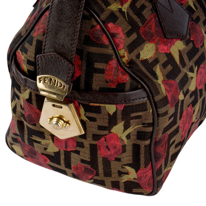 Fendi FF Monogram Zucca Roses Boston Bag