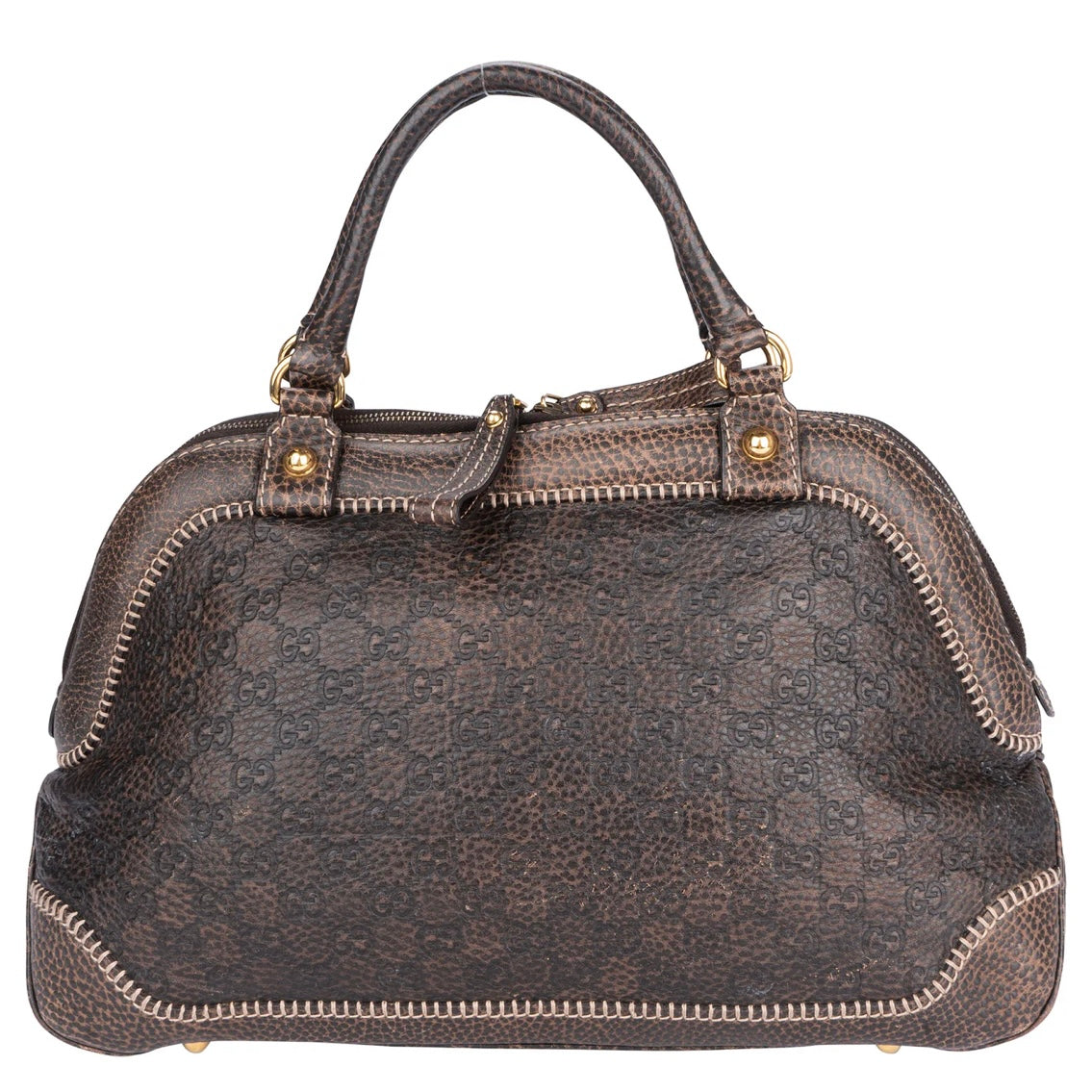 Gucci GG Leather Monogram Horsebit Handbag