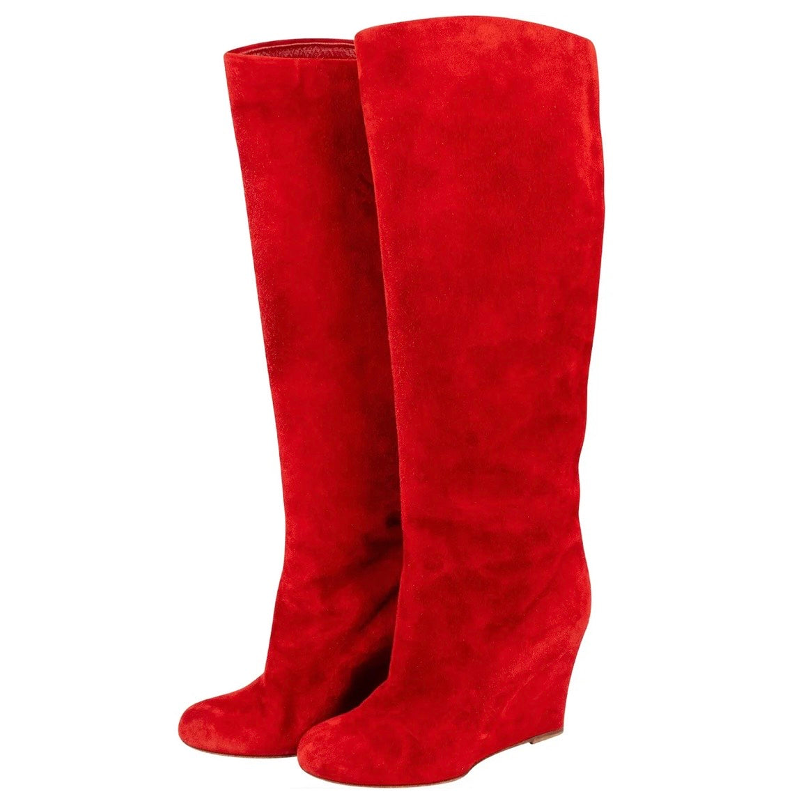 Christian Louboutin Red Suede Tuorloubi Flat Boots (38)