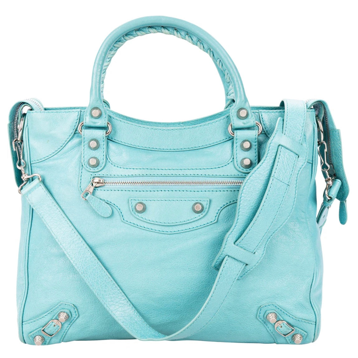 Balenciaga Blue Leather The City Handbag