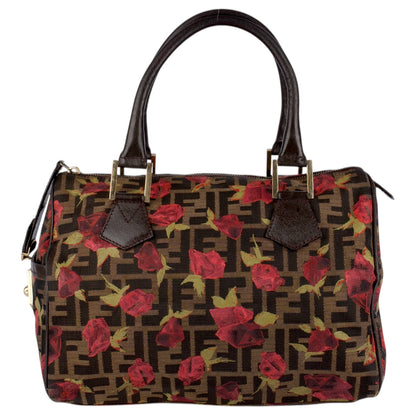 Fendi FF Monogram Zucca Roses Boston Bag
