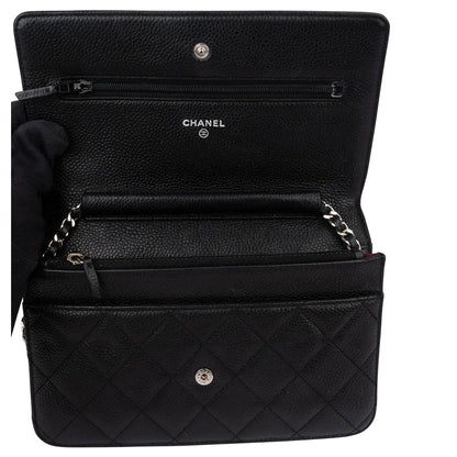 Chanel Quilted Caviar Leather Wallet On Chain Crossbody Bag