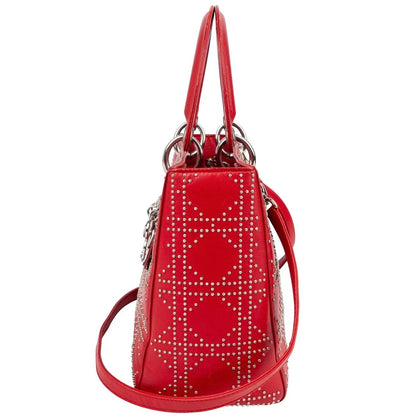 Christiann Dior Studded Cannage Lambskin Lady Dior Handbag