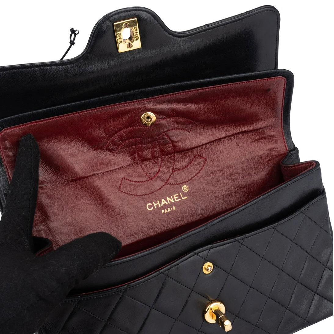 Chanel Quilted Lambskin 24K Gold Medium Double Flap Crossbody Bag