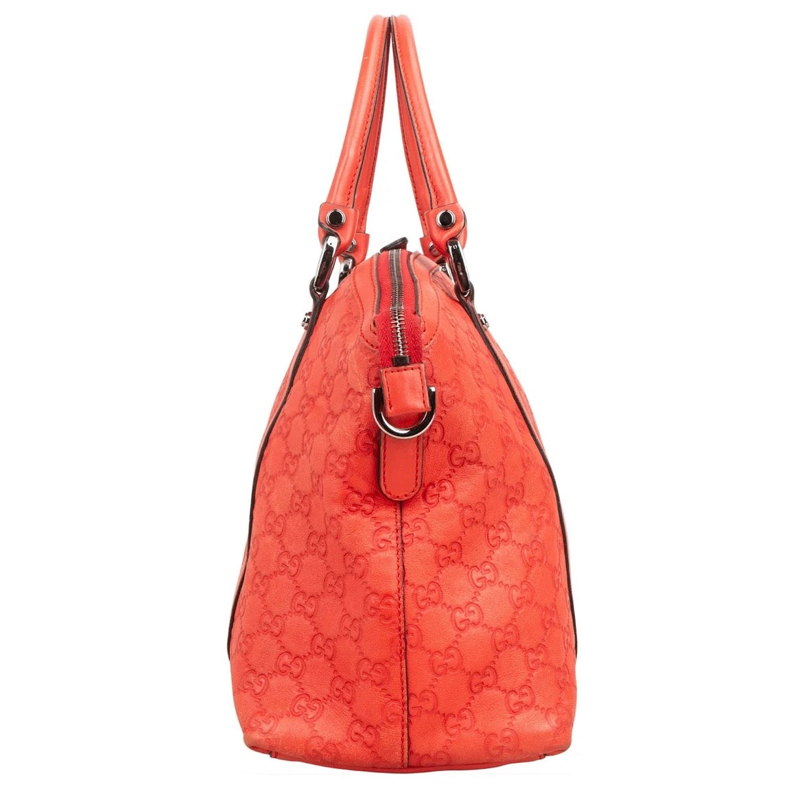 Gucci Red Guccissima Leather Sukey Top Handle Handbag