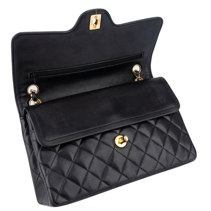 Chanel Quilted Lambskin 24K Gold Double Flap Crossbody Bag