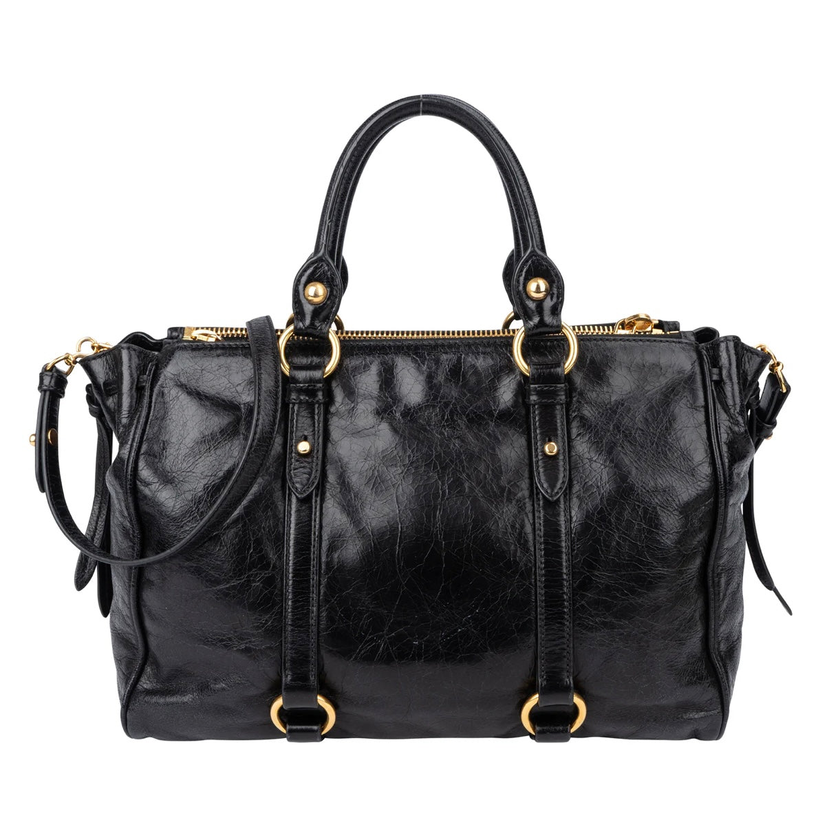 Miu Miu Black Leather City Handbag