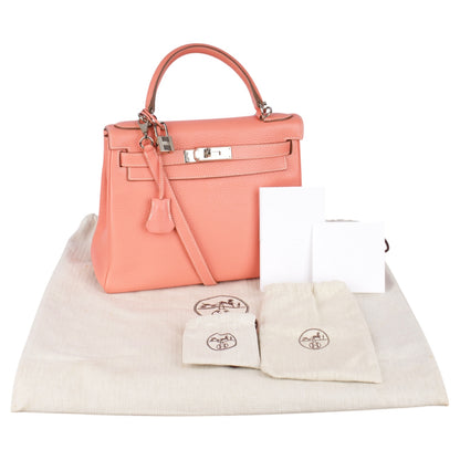 Hermès Rose Jaipur Kelly 28 Clemence Leather Handbag
