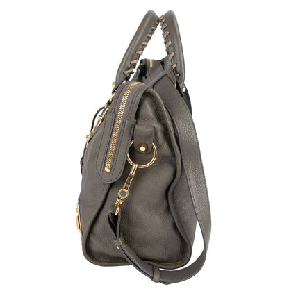 Balenciaga Grey Grained Leather City Handbag