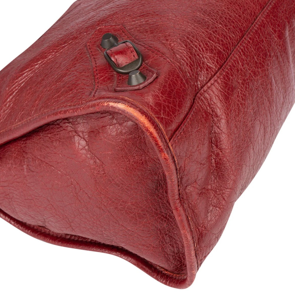 Balenciaga Bordeaux Leather City Handbag