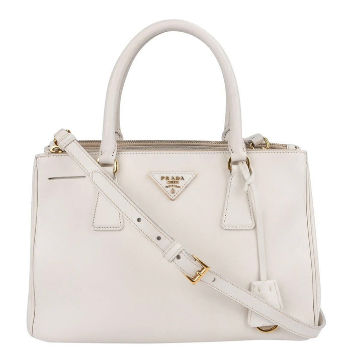 Prada White Saffiano Leather Galleria Handbag