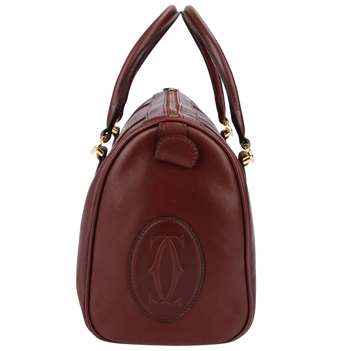 Cartier Bordeaux Leather Must de Cartier Boston Handbag