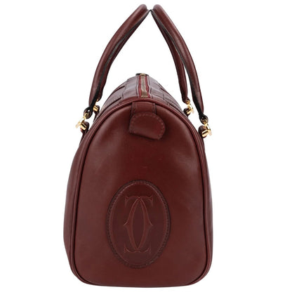 Cartier Bordeaux Leather Must de Cartier Boston Handbag