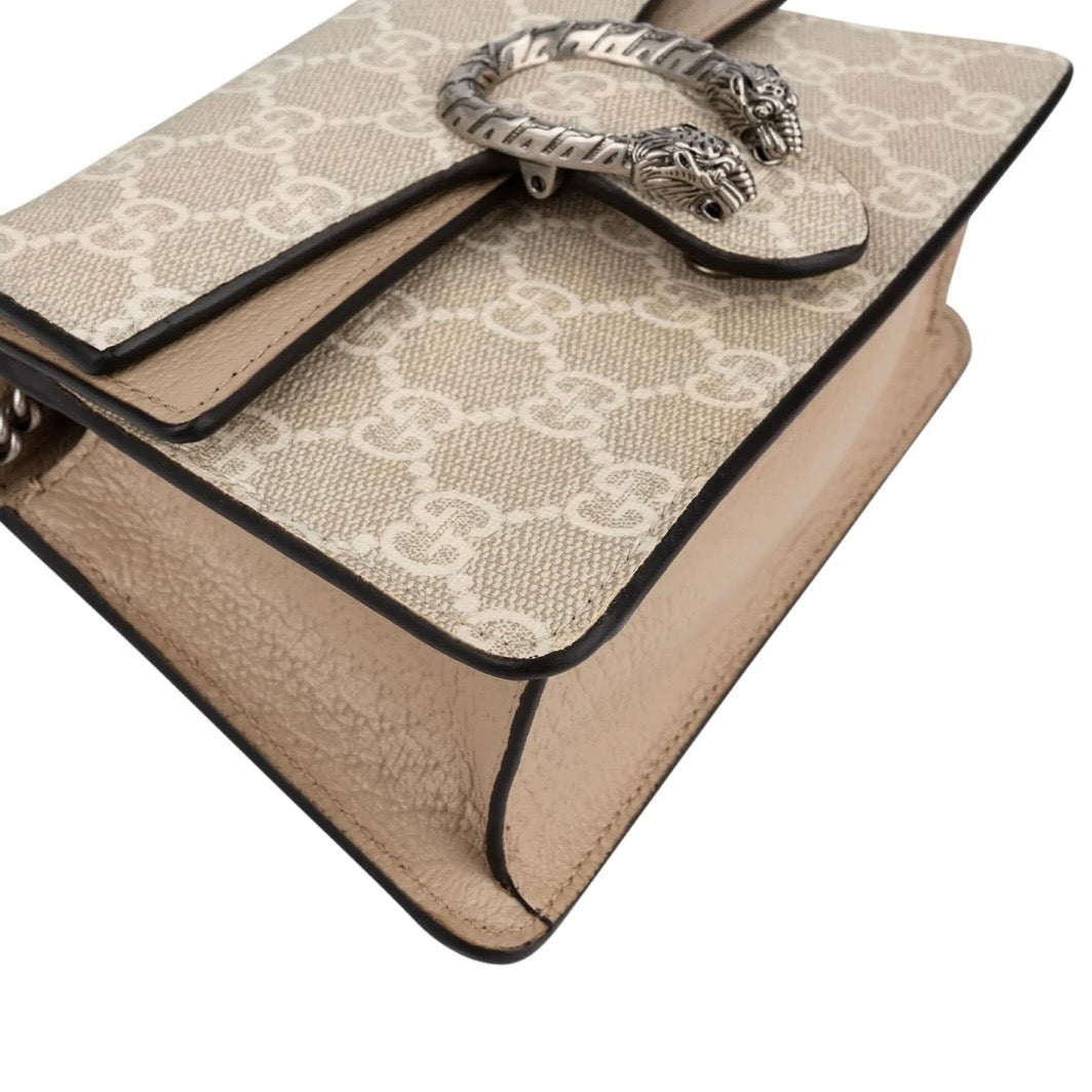 Gucci Monogram GG Supreme Dionysus Super Mini Top Handle Kelly Handbag
