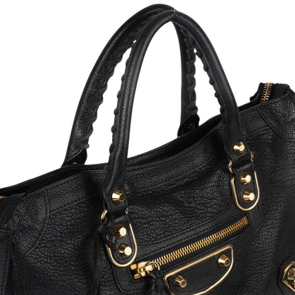 Balenciaga Black Leather New Collection City Handbag