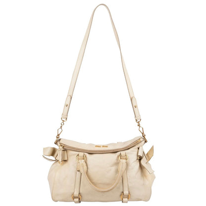 Miu Miu Vitello Lux Bow Satchel Crossbody Handbag