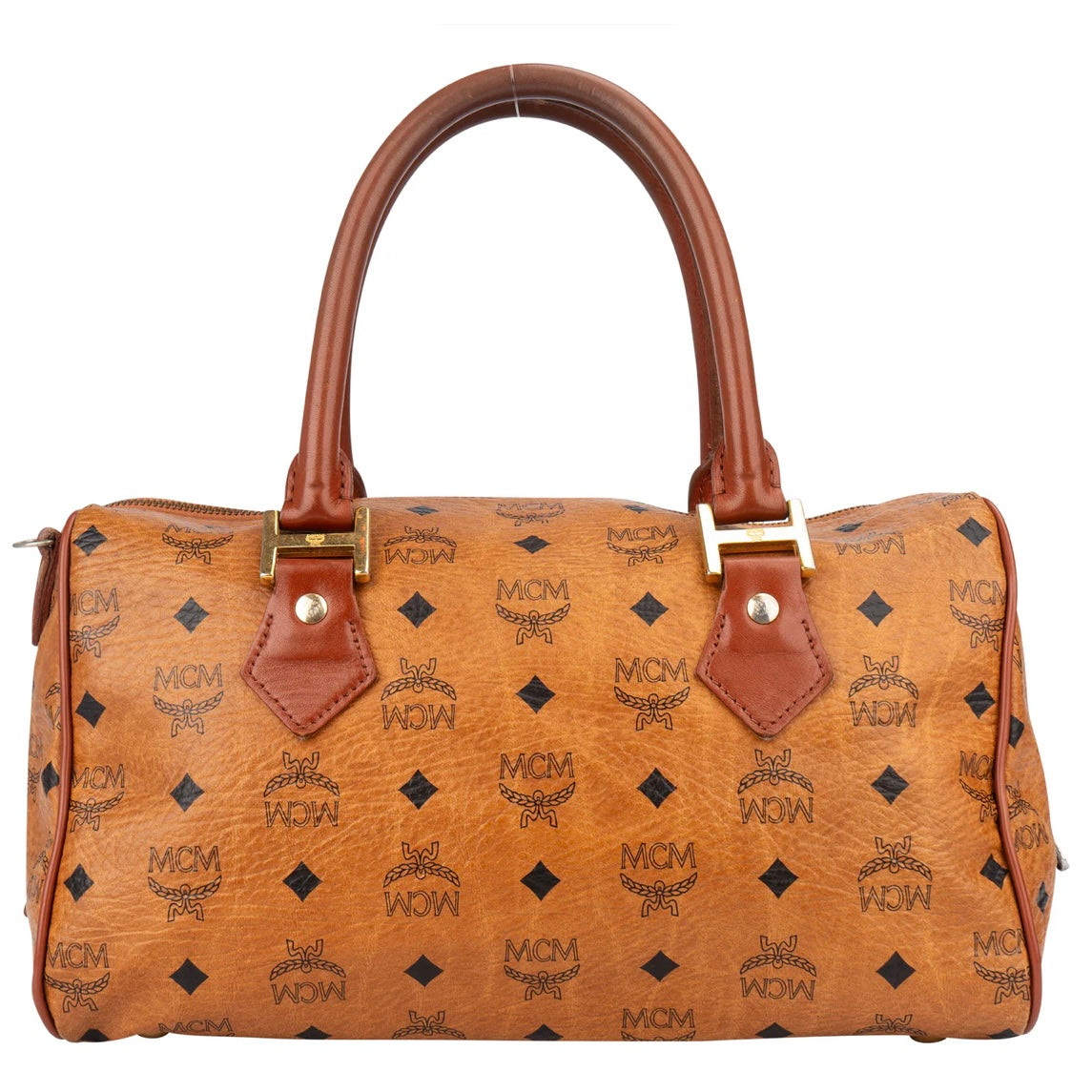 MCM Visetos Monogram Boston Handbag