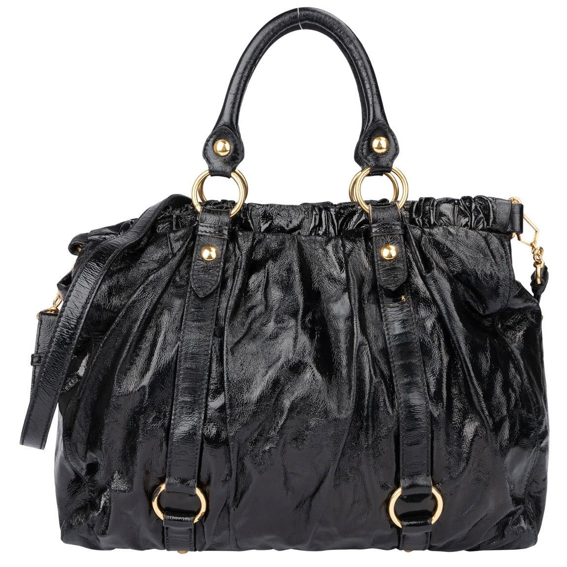 Miu Miu Black Patent Leather City Handbag