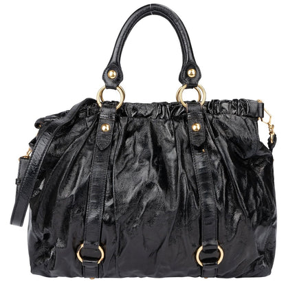 Miu Miu Black Patent Leather City Handbag