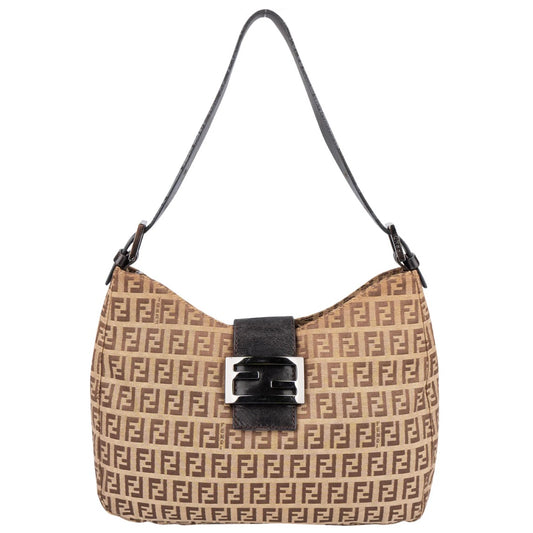 Fendi FF Monogram Baguette Buckle Shoulder Bag