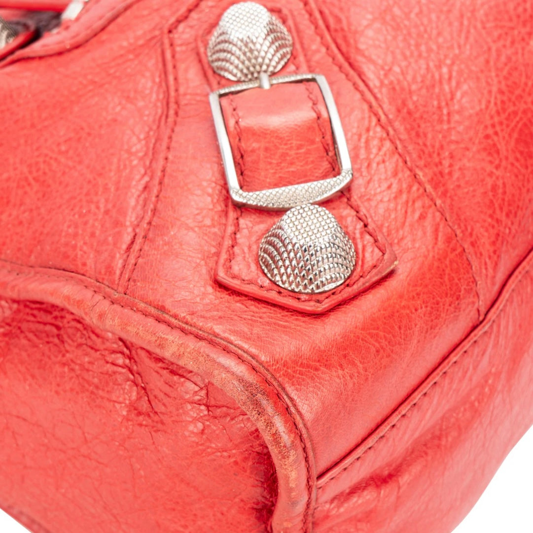 Balenciaga Red Leather The City Handbag