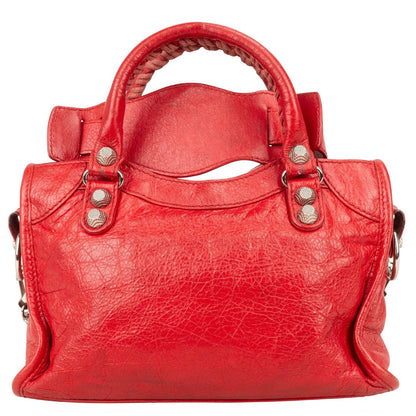 Balenciaga Red Leather Mini City Handbag