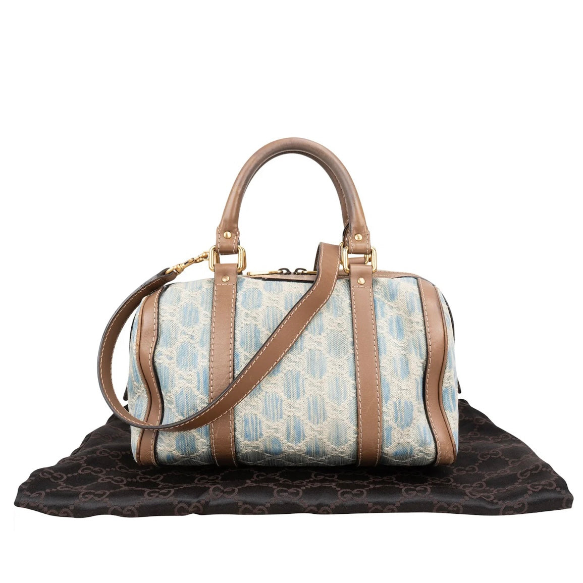 Gucci Denim Monogram Boston Handbag