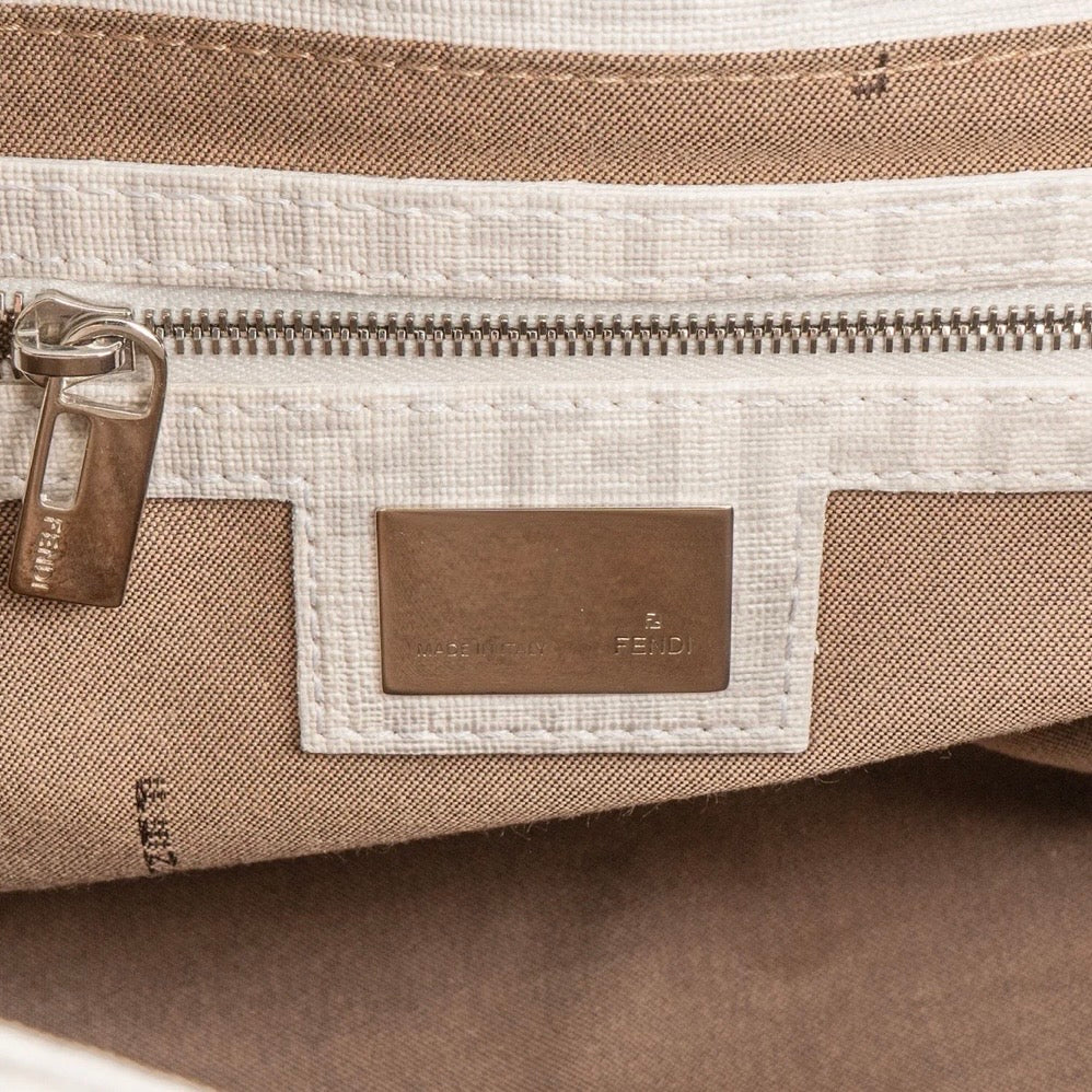 Fendi Zucchino Canvas Chain Baguette Mamma Shoulder Bag