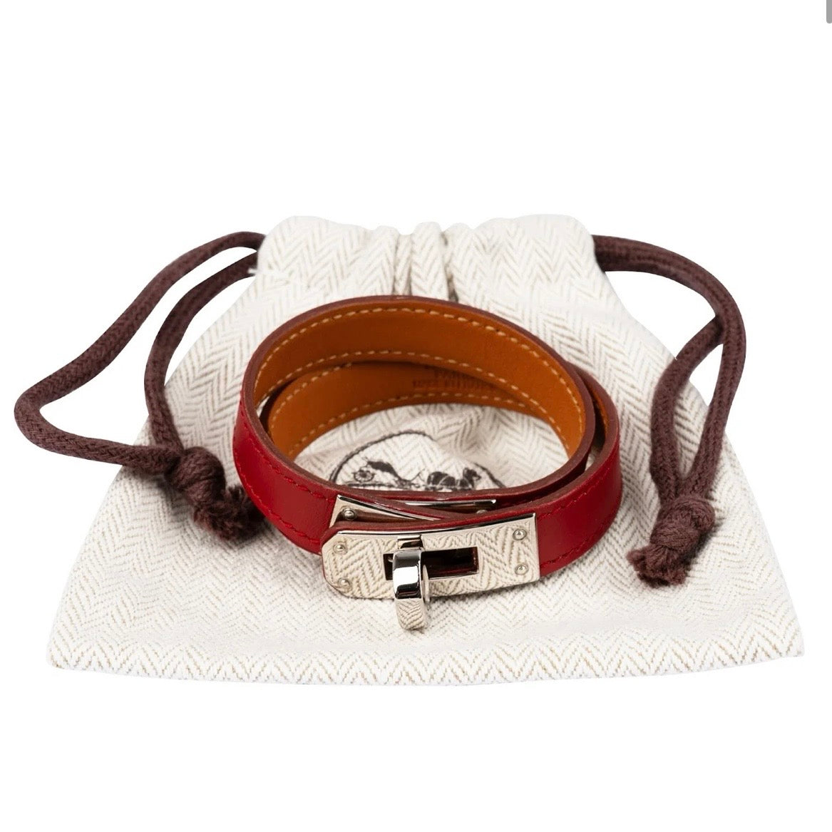 Hermès Red Leather Kelly Double Tour Bracelet
