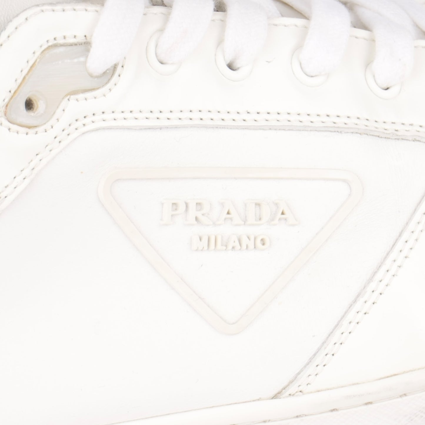 Prada White Downtown Leather Sneaker