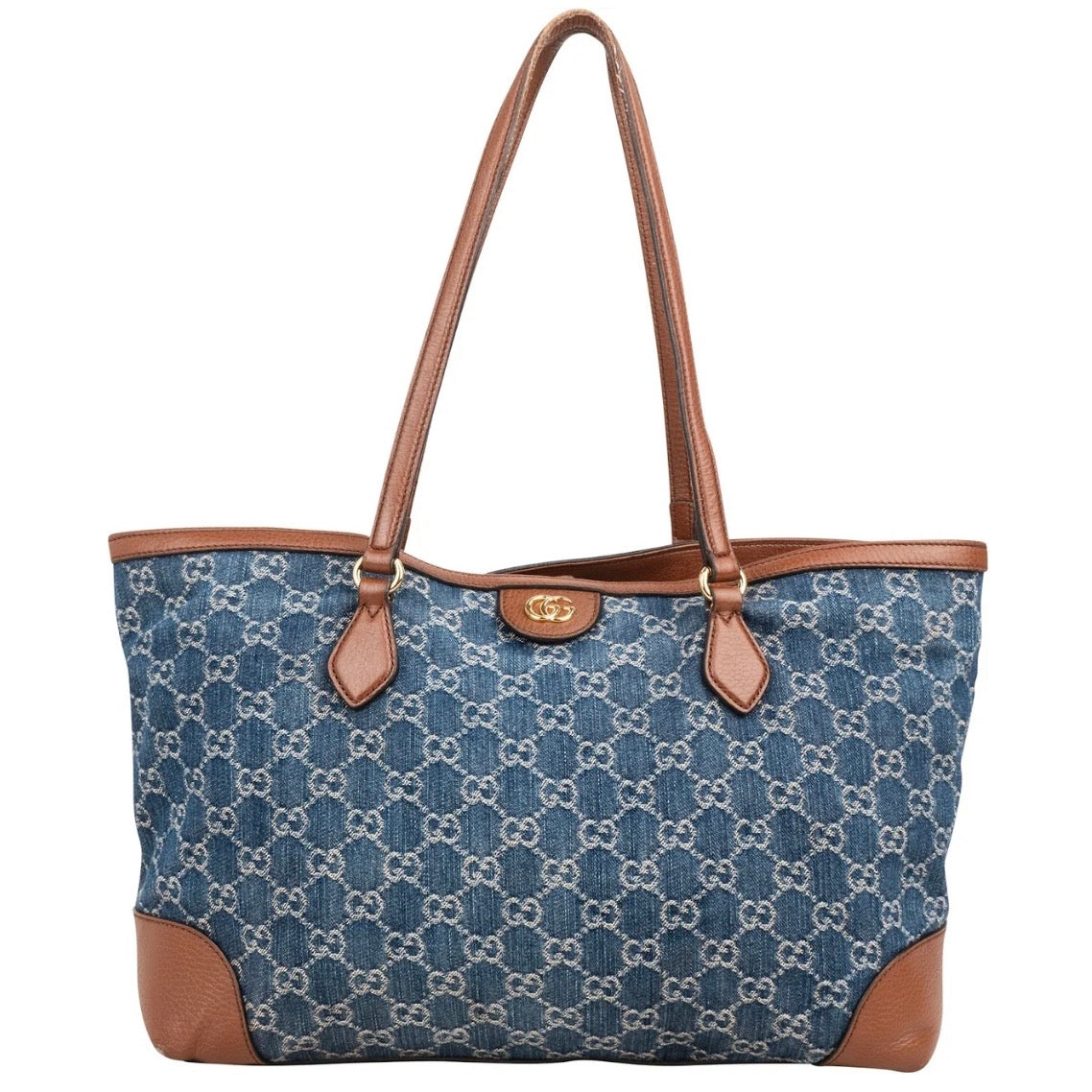 Gucci Monogram Denim GG Ophidia Medium Tote Shoulder Bag